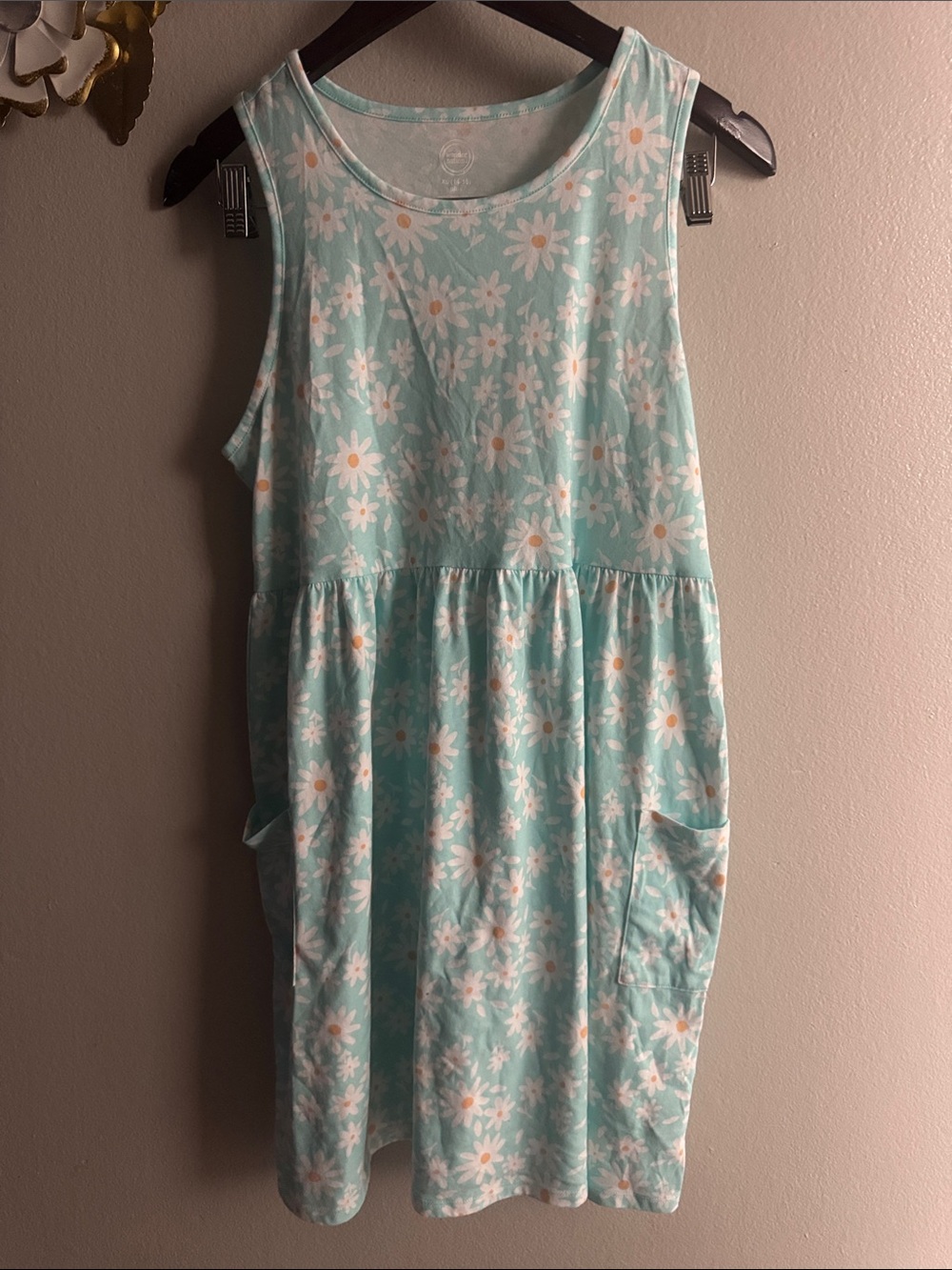 wonder nation Mint Floral Daisy Tank Dress